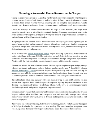 Planning a Successful Home Renovation in Taupo 