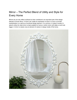 Mirror – The Perfect Blend of Utility and Style for Every Home