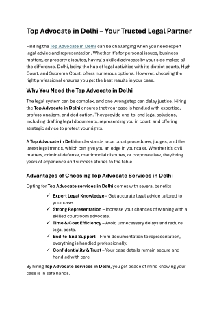 Top Advocate in Delhi – Your Trusted Legal Partner.
