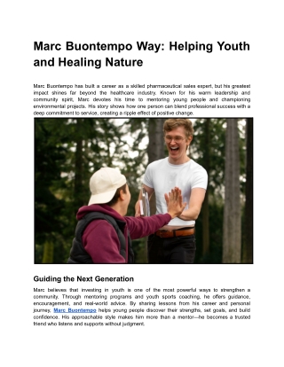 Inspiring Kids and Protecting Nature: Marc Buontempo Way