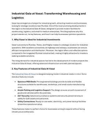 Industrial Gala at Vasai Transforming Warehousing and Logist