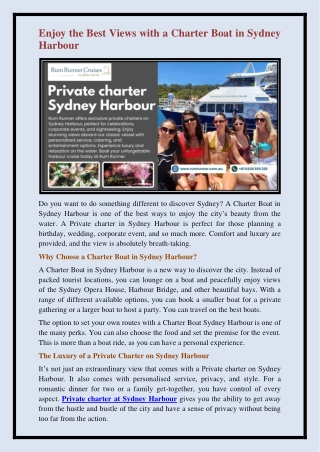 Private charter at Sydney Harbour