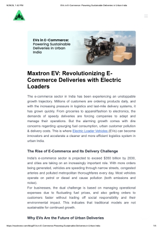 EVs in E-Commerce_ Powering Sustainable Deliveries in Urban India