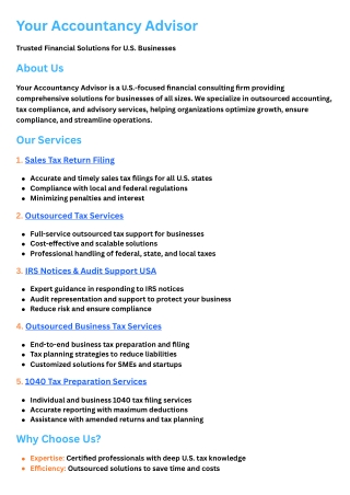 Comprehensive Tax & Advisory Services – Your Accountancy Advisor