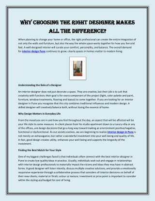 Why Choosing the Right Designer Makes All the Difference