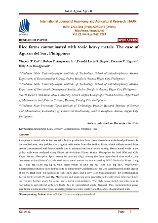 Rice farms contaminated with toxic heavy metals: The case of Agusan del Sur