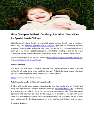 Little Chompers Pediatric Dentistry Specialized Dental Care for Special Needs Children (1)
