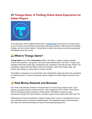 Tiranga Game  is not just about entertainment—it’s about turning every game