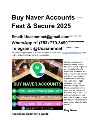 Buy Naver Accounts — Fast & Secure 2025