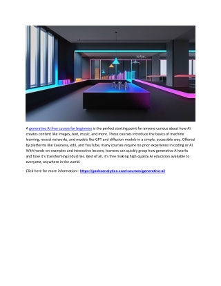 generative AI free course for beginners