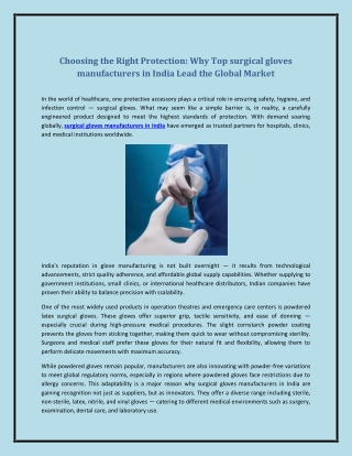 Choosing the Right Protection: Why Top surgical gloves manufacturers in India Le
