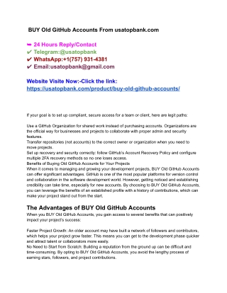 BUY Old GitHub Accounts From usatopbank