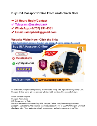 Buy USA Passport Online From usatopbank
