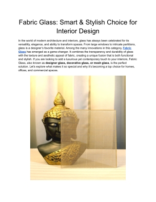 Fabric Glass_ Smart & Stylish Choice for Interior Design