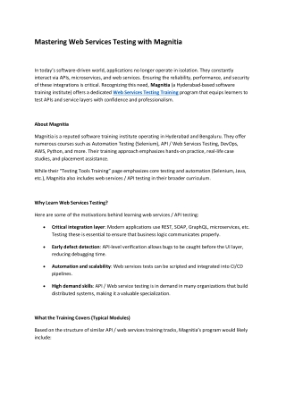 webservices magnitia