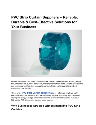 PVC Strip Curtain Suppliers – Flintron Tech