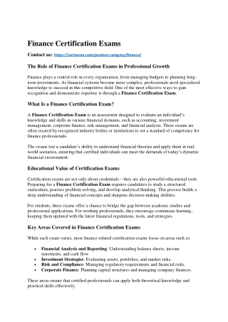 Finance Certification Exams