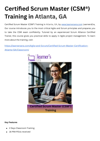 Certified Scrum Master (CSM®) Training in Atlanta, GA