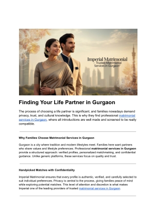 Matrimonial Services in Gurgaon: Finding The Perfect Life Partner