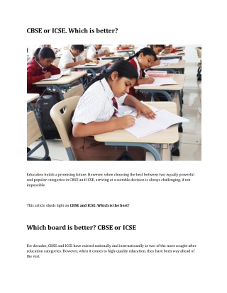 CBSE or ICSE: Which Is Better for Your Child?
