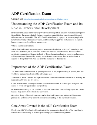 ADP Certification Exam