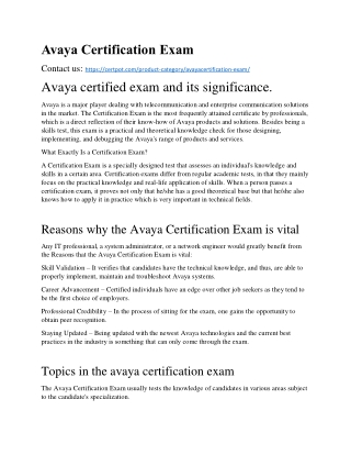 Avaya Certification Exam
