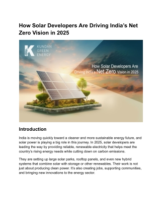 How Solar Developers Are Driving India’s Net Zero Vision in 2025