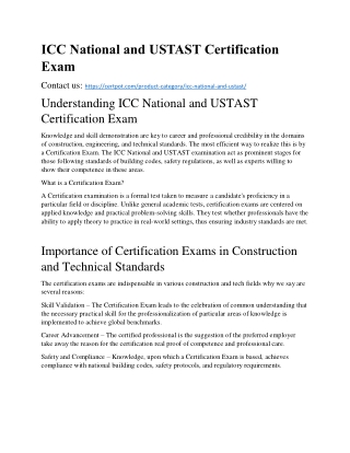 ICC National and USTAST Certification Exam