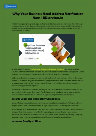 Why Your Business Need Address Verification Now | BDservices.in