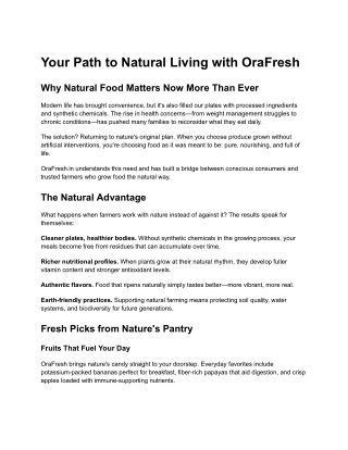 Your Path to Natural Living with OraFresh