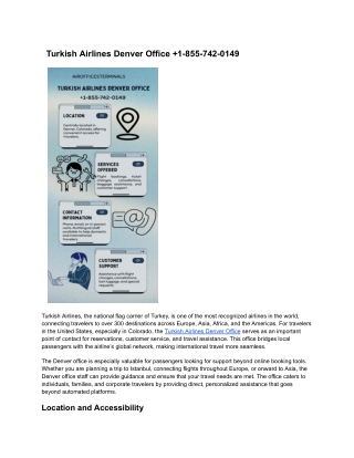 Turkish Airlines Denver Office  1-855-742-0149