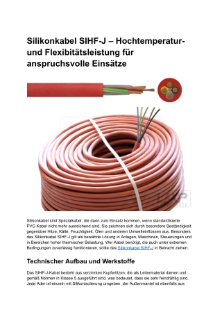 Silikonkabel SIHF-J