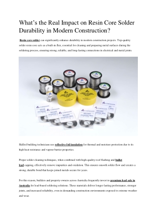 What’s the Real Impact on Resin Core Solder Durability in Modern Construction