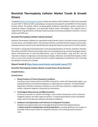 Bronchial Thermoplasty Catheter Market Size: An In-depth Study