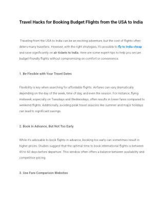 Travel Hacks for Booking Budget Flights from the USA to India