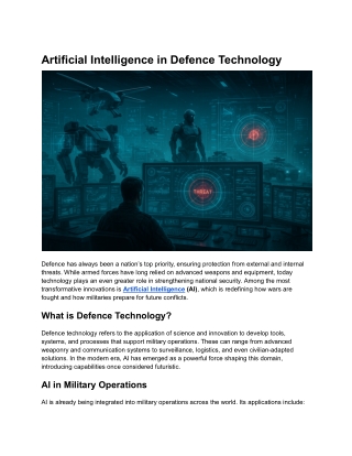 Artificial Intelligence in Defence Technology