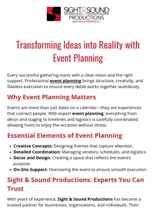 Full-Service Event Planning  Sight & Sound Productions