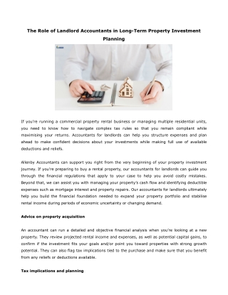 The Role of Landlord Accountants in Long-Term Property Investment Planning