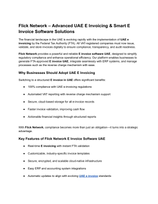 Flick Network – Advanced UAE E Invoicing & Smart E Invoice Software Solutions