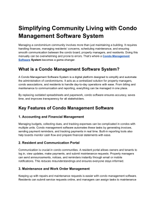 Condo Management Software System
