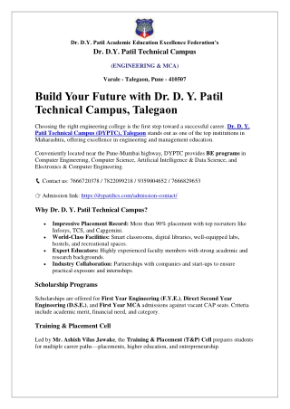 Build Your Future with Dr. D. Y. Patil  Technical Campus, Talegaon