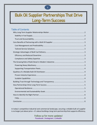Bulk Oil Supplier Partnerships That Drive Long-Term Success
