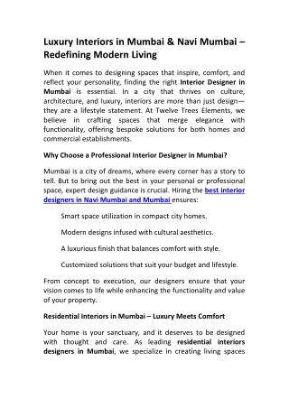 Home Interior Designer in Mumbai Modern & Elegant Homes