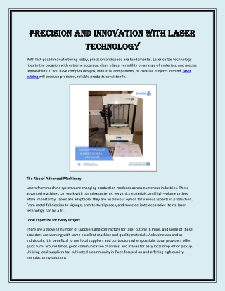 Precision and Innovation with Laser Technology