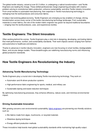 Explore textile engineering careers in fashion and design fields: TBD Jobs
