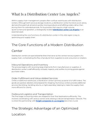 E - What Is a Distribution Center Los Angeles