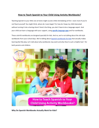 How to Teach Spanish to Your Child Using Activity Workbooks?