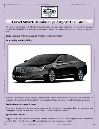 Travel Smart: Mississauga Airport Taxi Guide
