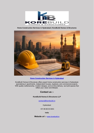Home Construction Services in Hyderabad | KoreBuild Homes & Structures