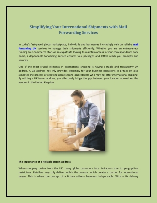 Simplifying Your International Shipments with Mail Forwarding Services